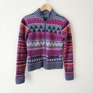 Title nine geometric aztec bright multicolored washable wool blend sweater